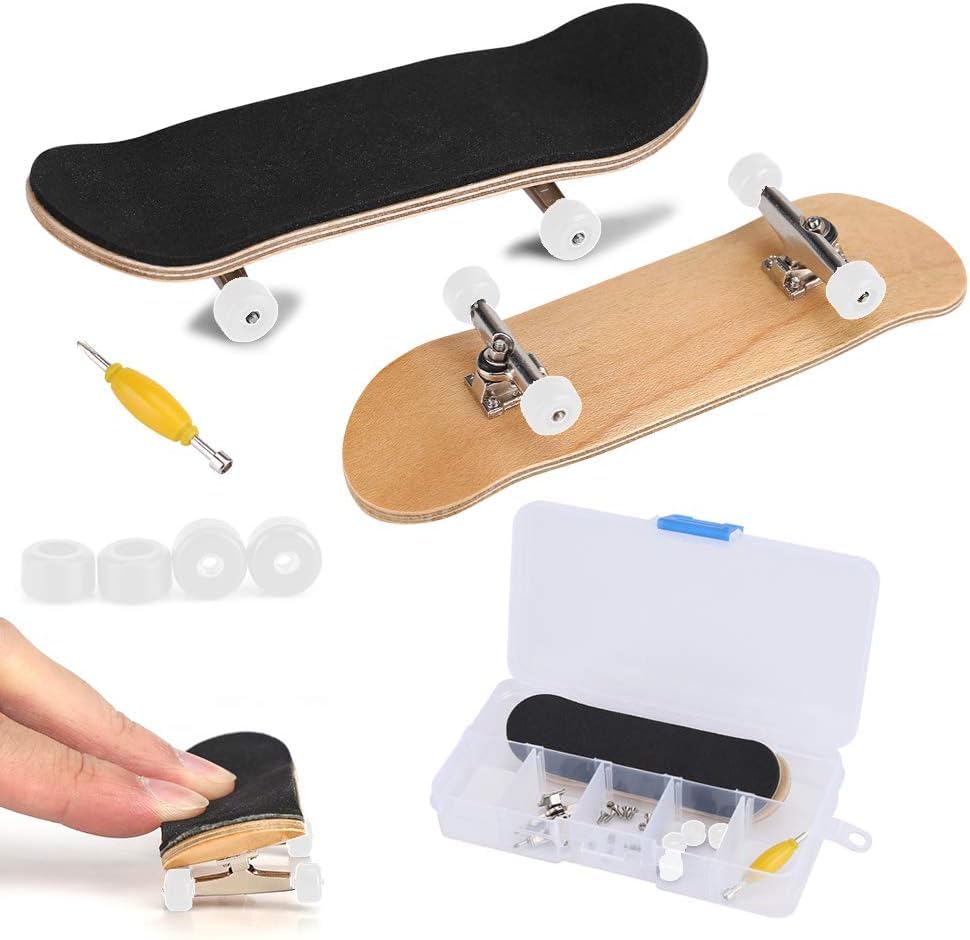Hominas Finger Skate, Mini Monopatín Fingerboard Pequeño Monopatin para Dedos De Madera De Arce Finger Toys Antiestres para Niños (Blanco)