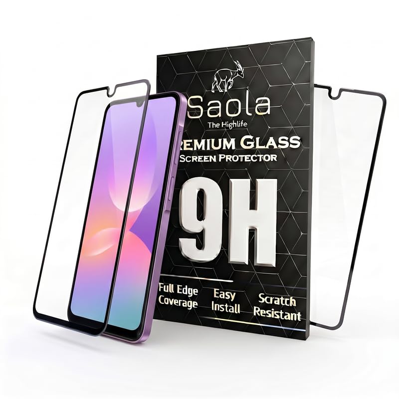 Image of Saola HD+ Oleophobic Tempered Glass For Samsung Galaxy M17e 5G (PACK OF 1) with Hassle-less Installation Kit. Full screen Coverage. 6.7 inch
