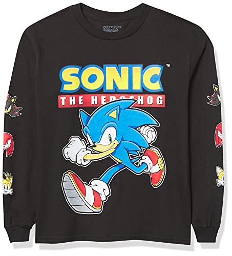 T-shirt Sonic manches longues noir anti-usure vêtement garçon 8 ans