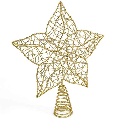 Snapklik.com : Glittered Star Tree Topper - Christmas Gold Sparkle Wire ...