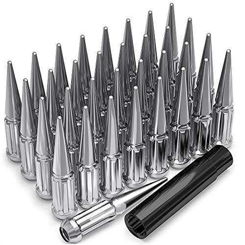 Image of White Knight 3804XL-33AM Chrome 1 /2 inch-20 1-Pc Spline Spike Lug Nut Set with Extra Spline Spike, 33 Pack