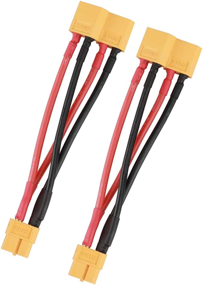 2pcs XT60 Parallel Battery Connector Cable Extension Y Splitter