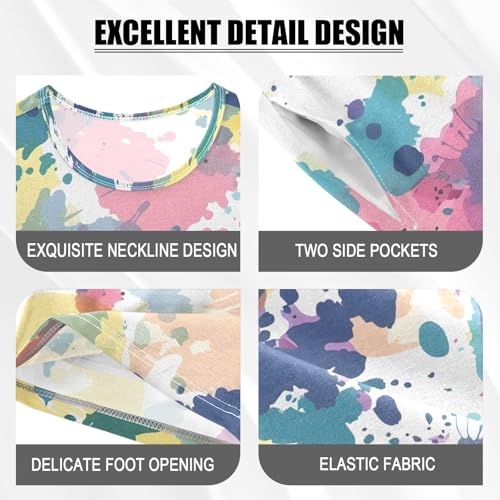 ALAZA Watercolor Spots Abstract Stylish Pajamas Short Sleeve 2 Piece Sleepwear Top and Bottom Pajama Set Unisex4