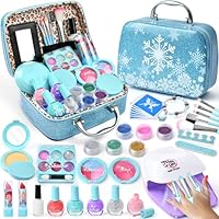 G.C Spielzeug Geschenke für Mädchen 4 5 6 7 8 Jahre, Kinderschminke Set mit Nageltrockner Peel-Off Nagellack Glitzer Tattoo, Schminkkoffer Nagelstudio Rollenspiel Spielzeug Mädchen