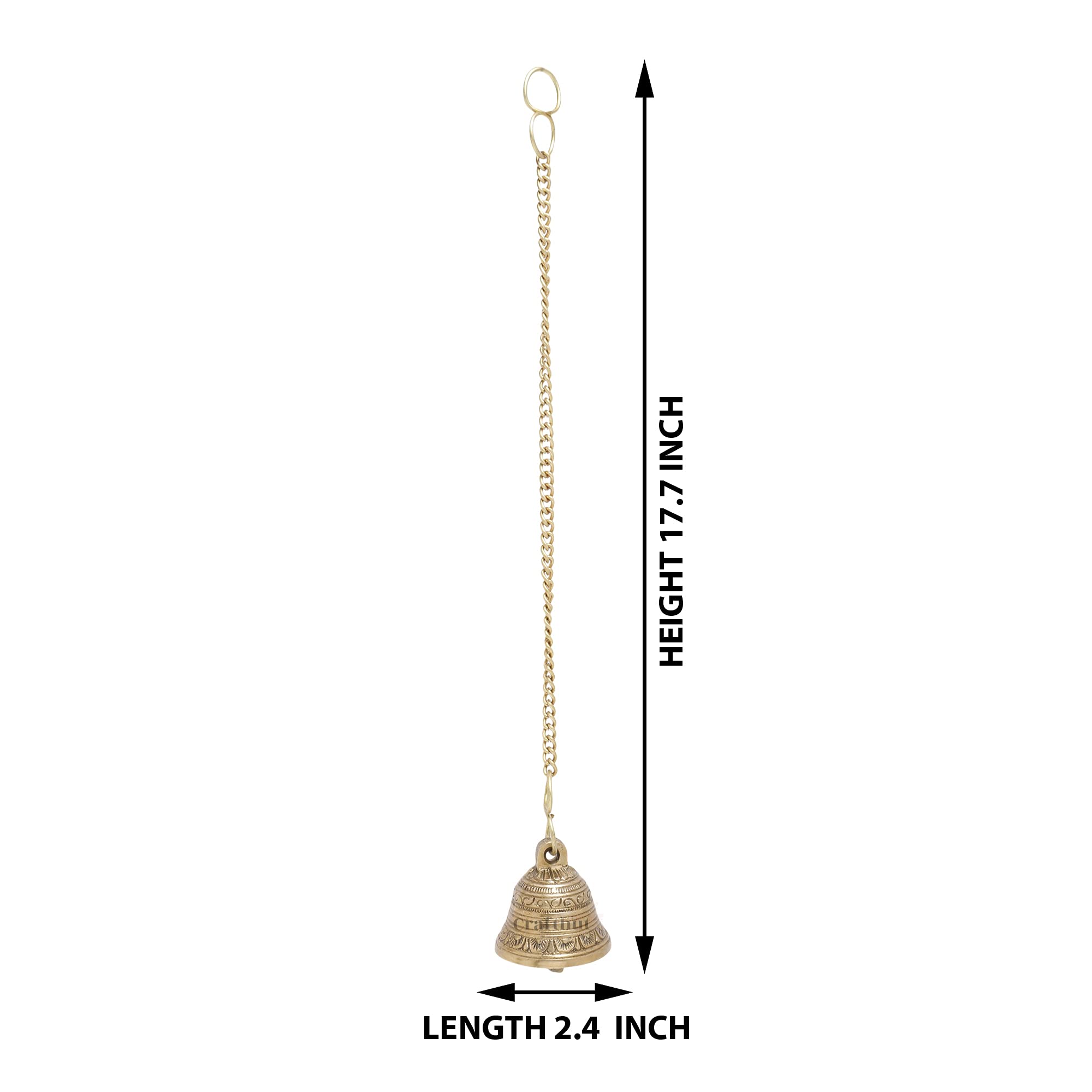 CRAFTHUT Beautiful Brass Hanging Bell with Chain for Temple, Door, Hallway, Porch Or Balcony