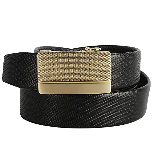 Leather Ratchet Belt for Men, Trim To Fit 18" - 56" Waist, Automatic Slide Buckle, Gift Box3