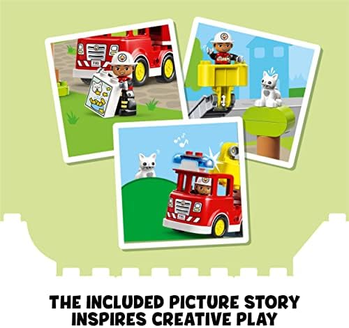 LEGO 10969 DUPLO Town Fire Engine Toy for Toddlers 2 Plus Years Old, Truck with Lights and Siren, Firefighter & Cat Figures, Learning Toys, Stocking Filler Idea