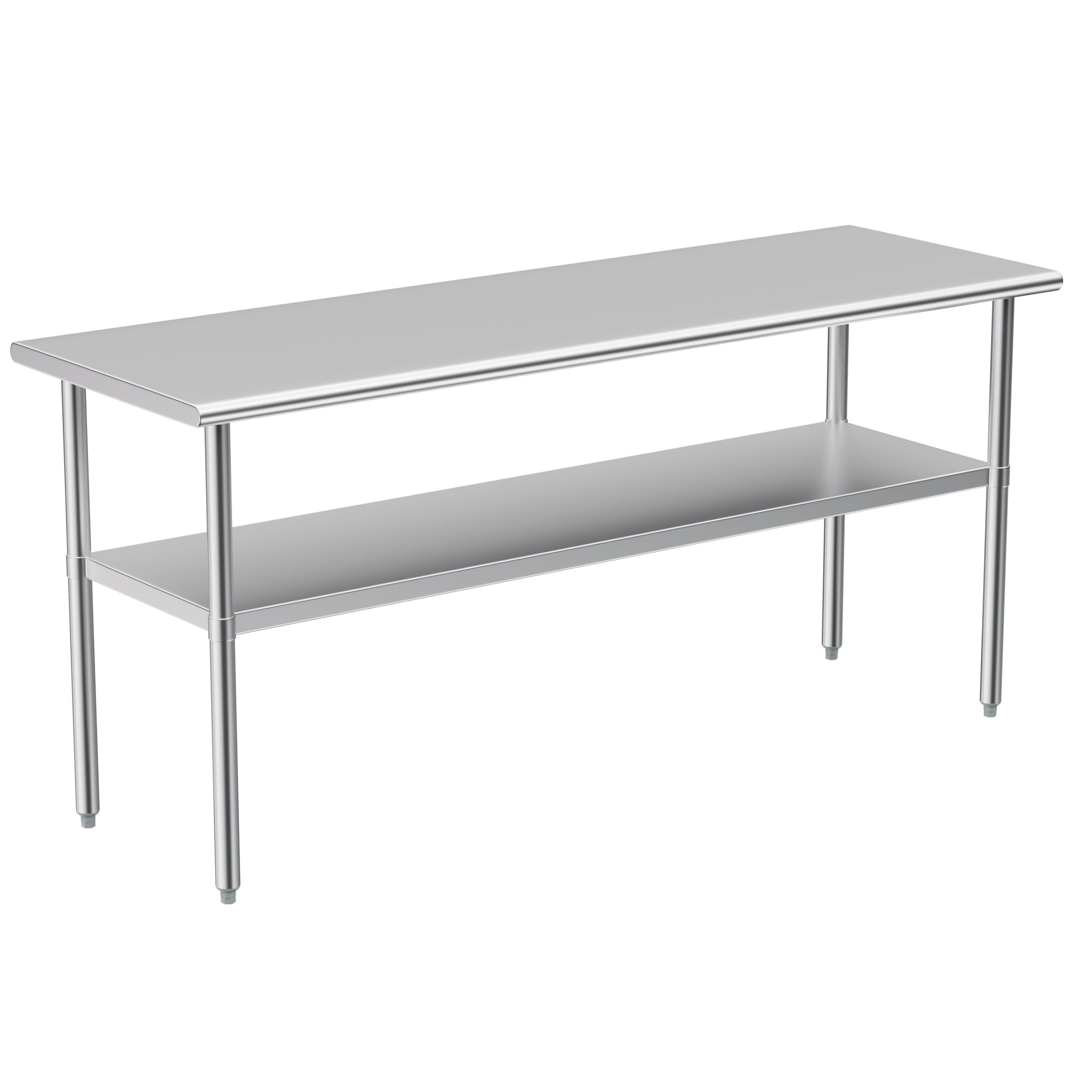 stainless steel table for prep & work, 24x72 inches, nsf metal commercial heavy duty table with adjustable under shelf and foot for restaurant, home and hotel