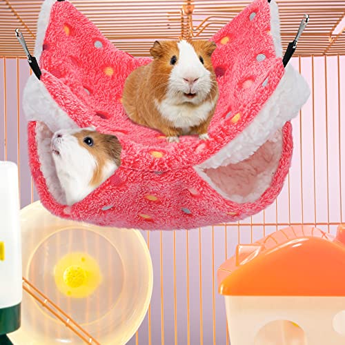 Image of BOAO 2 Pcs Guinea Pig Rat Hammock for Pet, Mint Green, Pink, Heart Pattern | Ferret Hamster Hanging Hammock, Guinea Pigs Accessories, for Small Animals Chinchilla Parrot Sugar Glider Ferret Squirrel