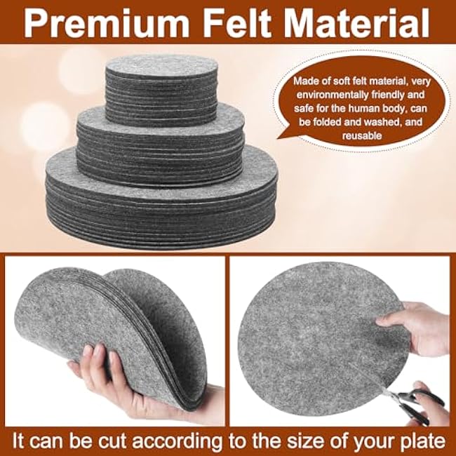 84/144 Pcs Plate Storage Dividers, Felt Plate Separators, Plate Storage Protectors, Round China Dish Protectors, Soft Felt Plate Dividers for Stacking Procelain China Dish Coffee Saucers (144pcs)