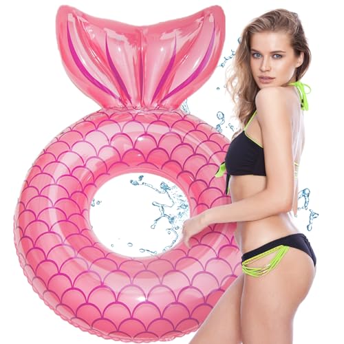 Fishtail - Anillos para piscina para adultos, 110 cm, extra grande, boya para piscina, anillo de natación, juguete de piscina, boyas hinchables, duraderas, boyas y colchones hinchables, boya de