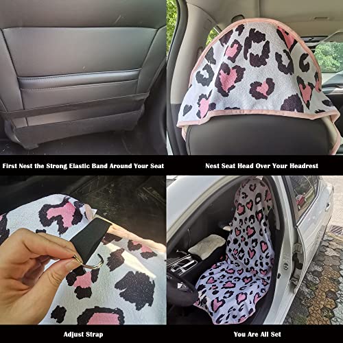 Image of Car Seat Cover Protector Front Seats,for Gym Workout,Running,Swimming,Beach and Hiking,Waterproof Sweat Towel Bucket Seat Covers for Cars SUV Trucks (Leopard Print, 1Pcs)