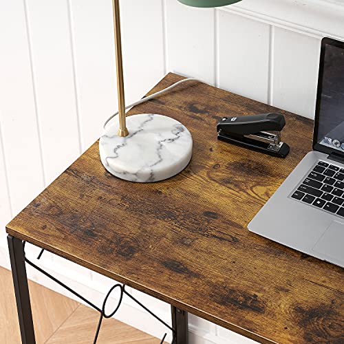Vecelo Folding Computer Desk 39.4'', Simple Laptop Table Home Office Workstation For Reading Writing, No Assembly Needed, Small Space, Antique Brown #TOP3