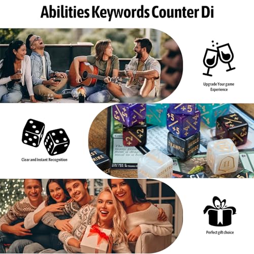 60 Stück MTG Würfelzähler, Schlüsselwort-Zähler, Lebenszähler, 1/+1 Zähler, Commander Buff Tokens, 6-seitiges Würfel-Set für MTG, TCG, Kartenspiel-Zubehör