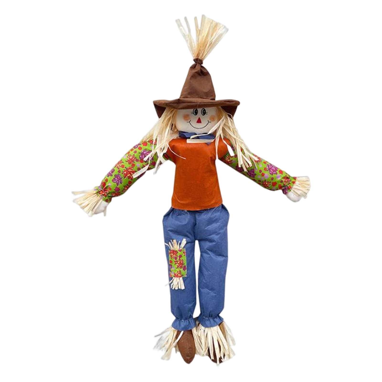 Gralara Épouvantail Décoratif d'automne pour Jardin et Extérieur | Grand Épouvantail Debout de Jardin en Tissu 120 cm, Accessoire de Thanksgiving, Halloween et Fête des Moissons