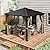 Outsunny 10' x 10' Hardtop Gazebo with Curtains and Netting, Permanent Pavilion Metal Single Roof Gazebo Canopy with Aluminum Frame and Hooks, for Garden, Patio, Backyard, Light Brown