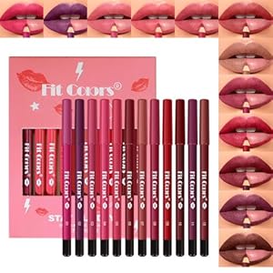 Gireatick Lip Liner Set, 12 Colors Matte Finish Series Lip Liner Pencil Set, Red Nude Brown Purple Creamy Long Lasting Matte Lip Crayons Lipstick Kit, Smudge Proof Waterproof Lip Makeup Pencil