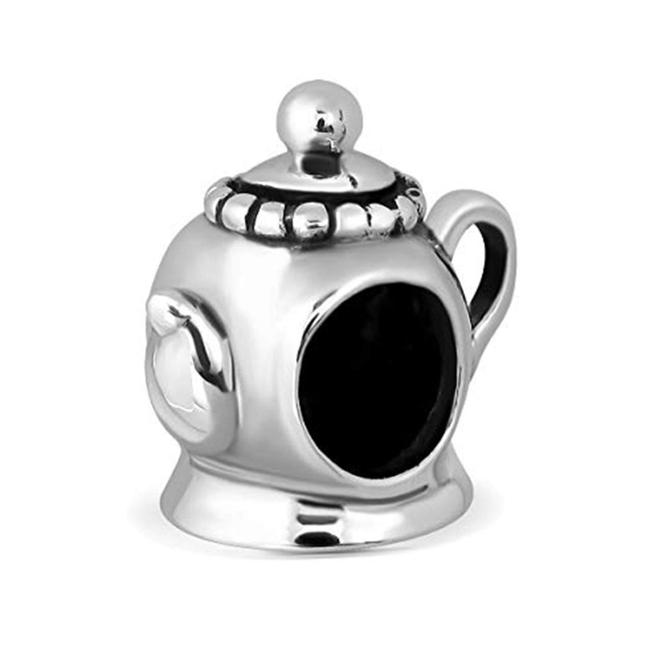 Sistakno Sterling Silver 925 Cute Teapot Afternoon Tea Coffee Bead Charms For Bracelet
