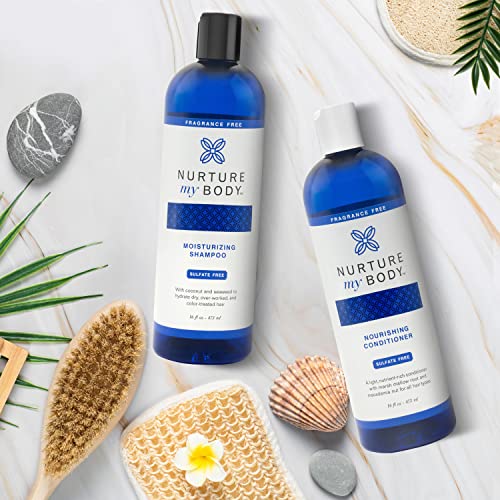 Nurture My Body Fragrance Free Moisturizing Shampoo And Nourishing Conditioner Set | 8 Oz. | Sulfate Free And Paraben Free Shampoo And Conditioner Set | All Natural Ingredients | Handmade In Usa #TOP2