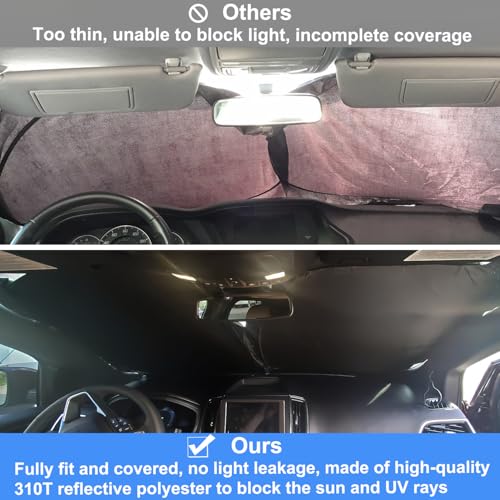 Image of PIMCAR Windshield Sun Shade for 2015-2025 2026 Ford Edge SUV, Premium 310T Reflective Polyester, Foldable Heat Blocker-Beat Summer Heat & Keep Interior Cool