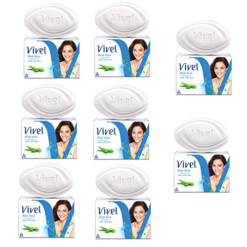 Image of Vivel Aloe Vera Soap,Satin Soft Skin Vitamin E,SOAP, 100 * 4=800GM (Pack of 8)