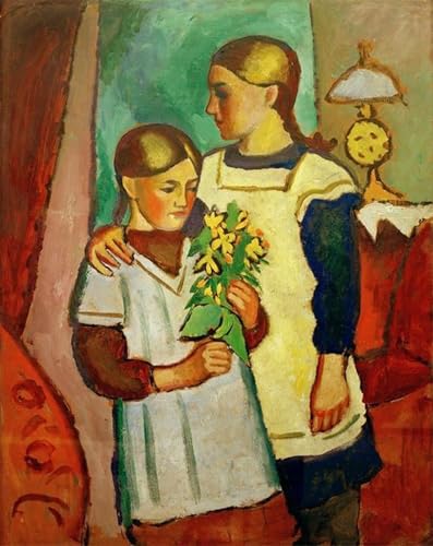 Tableaux Graffiti Art Mural Deux soeurs d'August Macke Moderne Impression 60x90cm