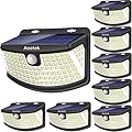 Aootek Solar Motion Sensor Lights 120 LEDs with Lights Reflector,270 Degree Wide Angle, IP65 Waterproof, Step Lights for Front Door, Yard, Garage, Deck(8-Pack)