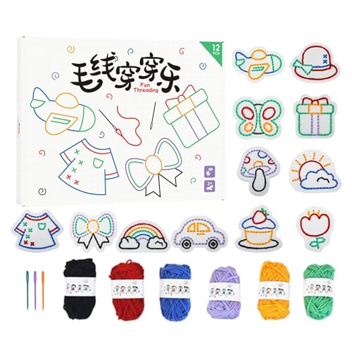 TARJETAS DE NIÑOS ALLETTO, juguete de punto para niños | Kit de hecho a mano divertido - Juegos de bordado, patrones no tejidos, actividades de aprendizaje, juego de habilidades motoras para sol