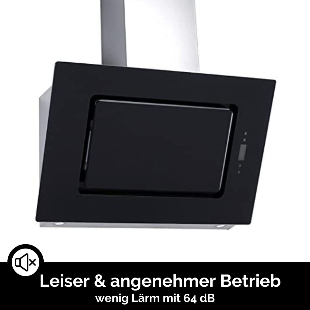 PKM 9040/90BZ - Cappa aspirante da parete, in vetro nero, 90 cm, illuminazione a LED, classe di efficienza energetica A