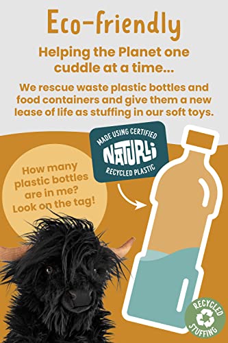 Living Nature Black Highland Cow With Mooing Sound, Realistic Soft Cuddly Farm Toy, Naturli Eco-Friendly Plush, 9 Inches #TOP4