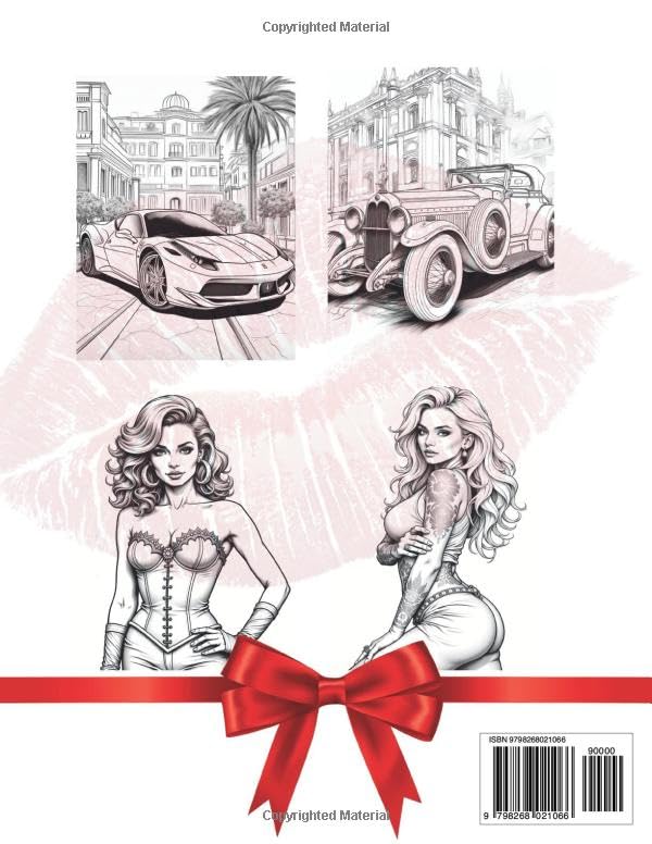 Luxury Cars & Beautiful Women: Glamorous Rides & Elegant Beauties Coloring Book image 3