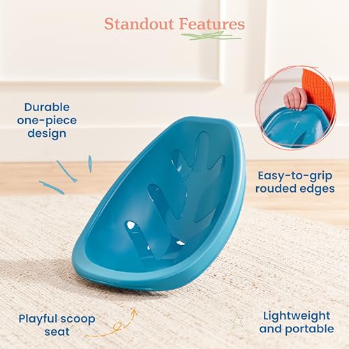 Image of ECR4Kids Plastic Leaf Scoop Floor Rocker Seat, Classroom Furniture, Turquoise, 6-Piece