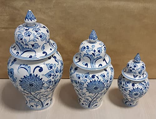 Exquisite Handmade Blue and White Chinoiserie Ginger Jar Set - 3 Piece Ceramic Collection - Image 6
