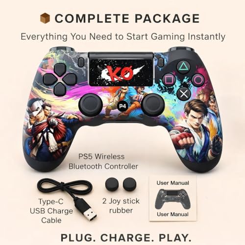 Image of Maizic Smarthome Funetic Fighting Game Themed Wireless Bluetooth P4 Controller | Dual Vibration, Turbo | Type-C Fast Charging, 10Hr Battery | Compatible with PS4 /Pro /Slim, PC & Smartphones