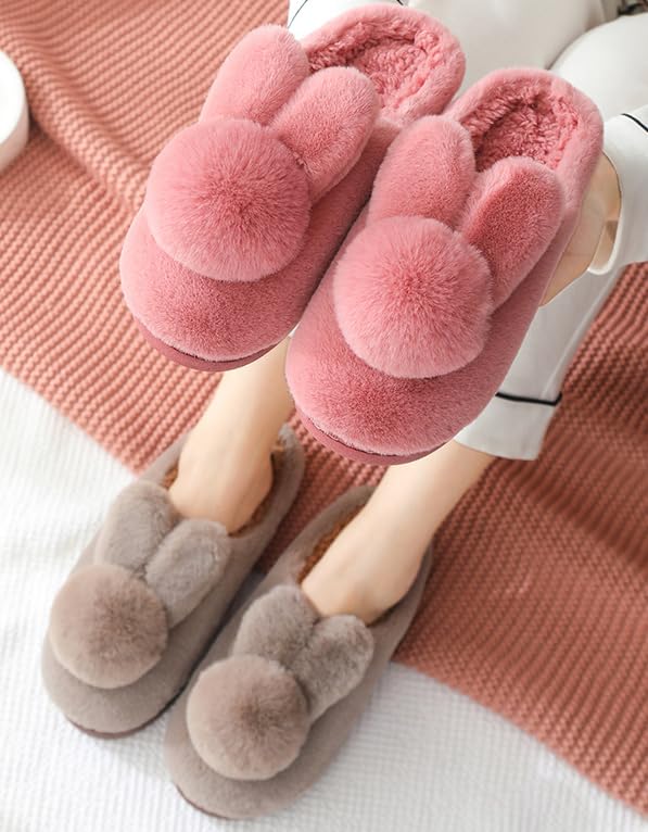 Bunny Fuzzy Slippers Cute Slippers Soft Plush Animal Slippers Warm House Slippers2