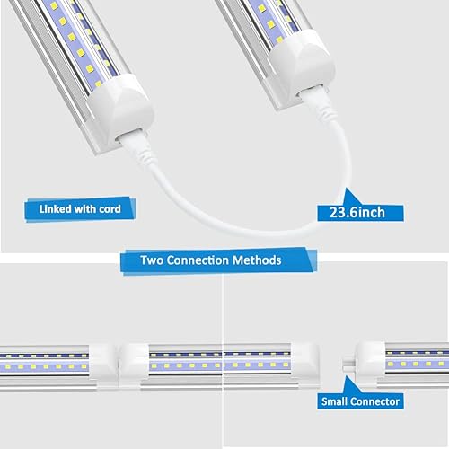 Miniatura 4 de SHOPLED Luz LED para tienda de 8 pies, 72 W, 9360 lúmenes, 6000 K, luz blanca fría, accesorios de tubo T8 enlazables de alto rendimiento, en forma
