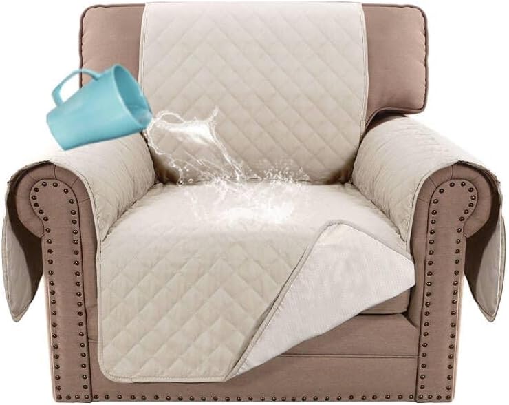 H.VERSAILTEX - Funda para sillón reversible, 100% impermeable, funda protectora para muebles con correas elásticas, para mascotas, niños, perros,