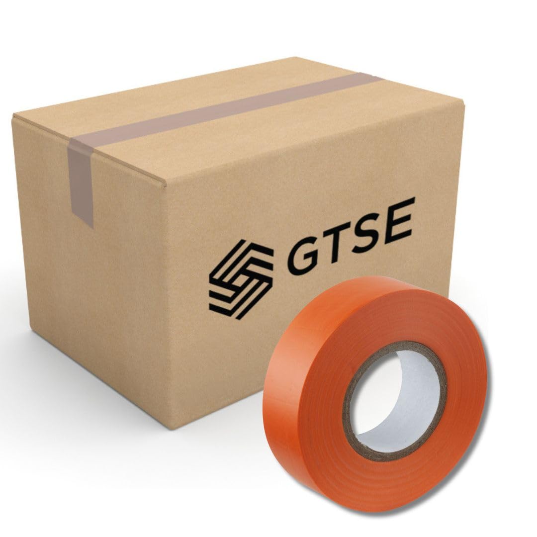 GTSE Orange Electrical Tape, 19mm x 20m, Bulk Box of 50 Rolls, Strong Self-Adhesive PVC Insulation Tape for Insulating, Repairing and Protecting Electrical