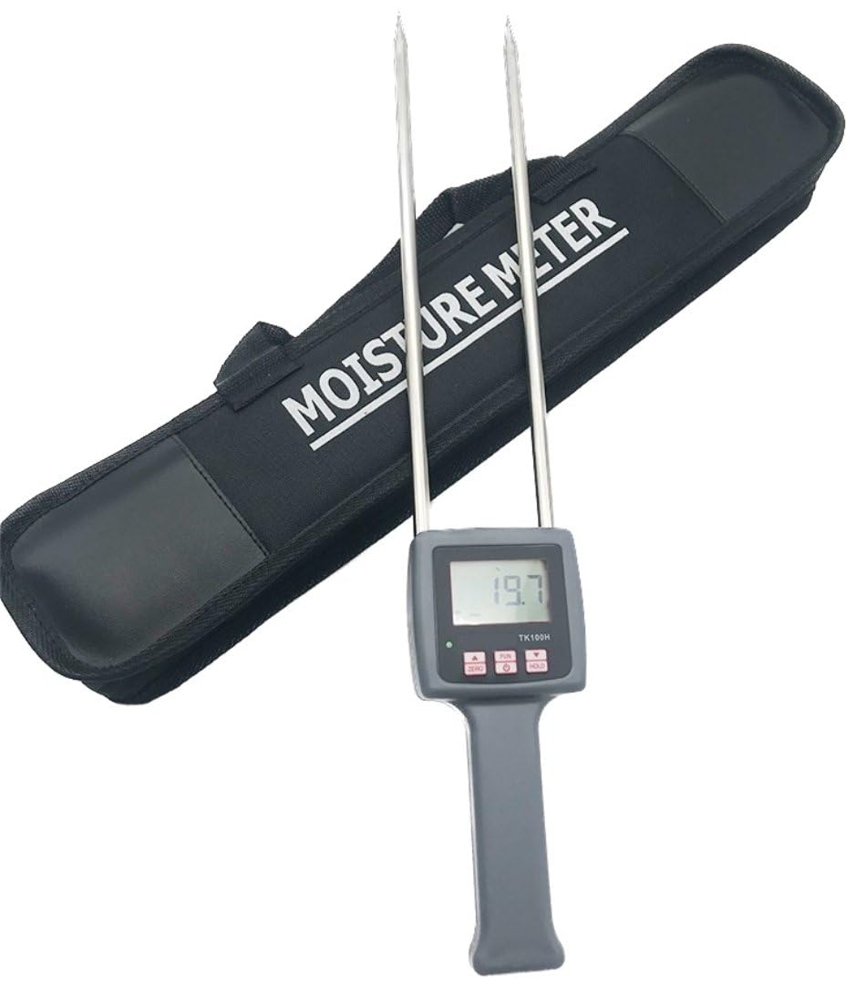 Precision Hay Moisture Meter, TK100H Digital LCD Hay Bales Moisture Detector, Portable Hay Moisture Tester with Moisture Probe for Hay Bale Moisture Level, Range 0-84%, Max. Hold