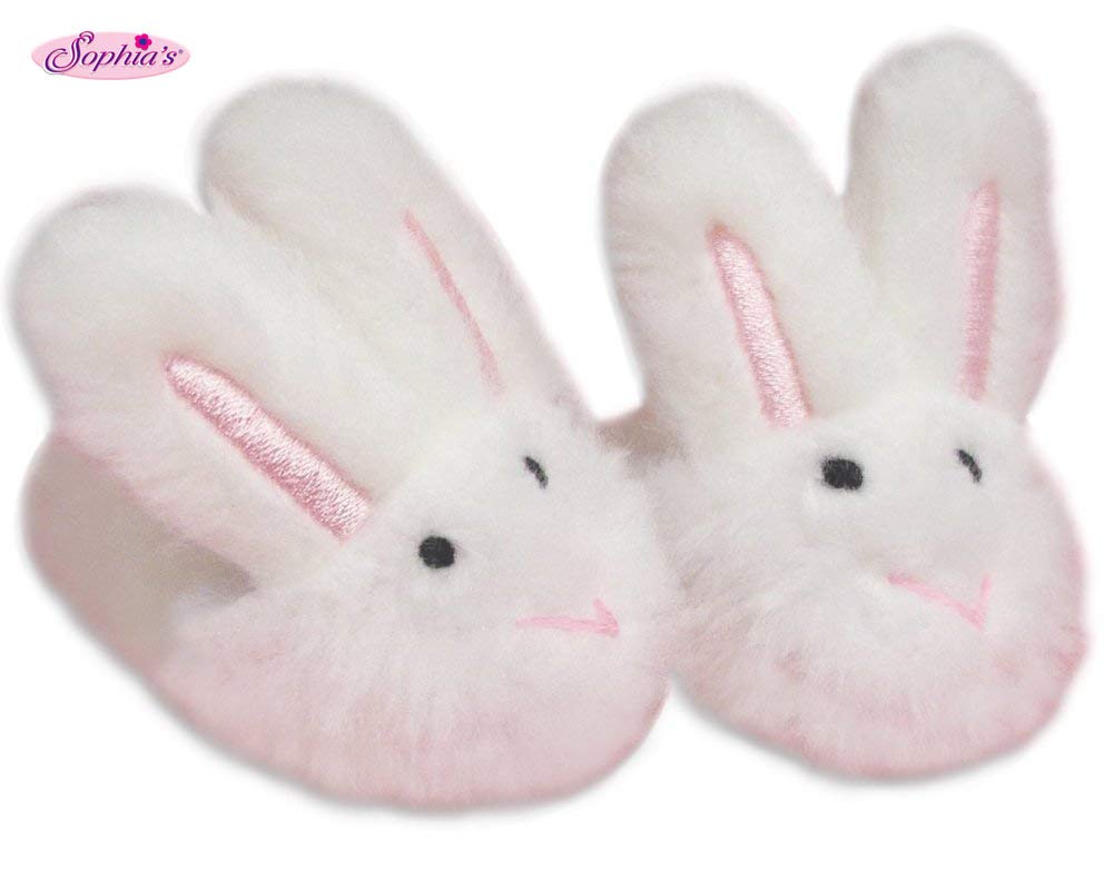 Doll Slippers- White Bunny Slippers, Sized for 18 Inch Dolls, Like American Girl, Doll Accessories