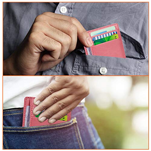 Image of GH GOLD HORSE Slim RFID Blocking Card Holder Minimalist Leather Front Pocket Wallet for Women | Slim