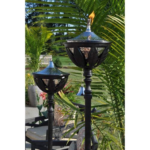 Starlite Garden and Patio Torche AKEX-FS-2300-BLK Hammered Nickel Set of 2 Bali Patio Torch, 61&quot, Black/Stainless Steel