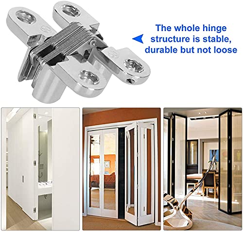 Hidden Door Hinges 10 Pack Concealed Cross Hinge Invisible 180 Degree Hinge Swing Coss Invisible Hinge For Cabinets, 0.47'' Leaf Width, 1.7" Leaf Hight #TOP3