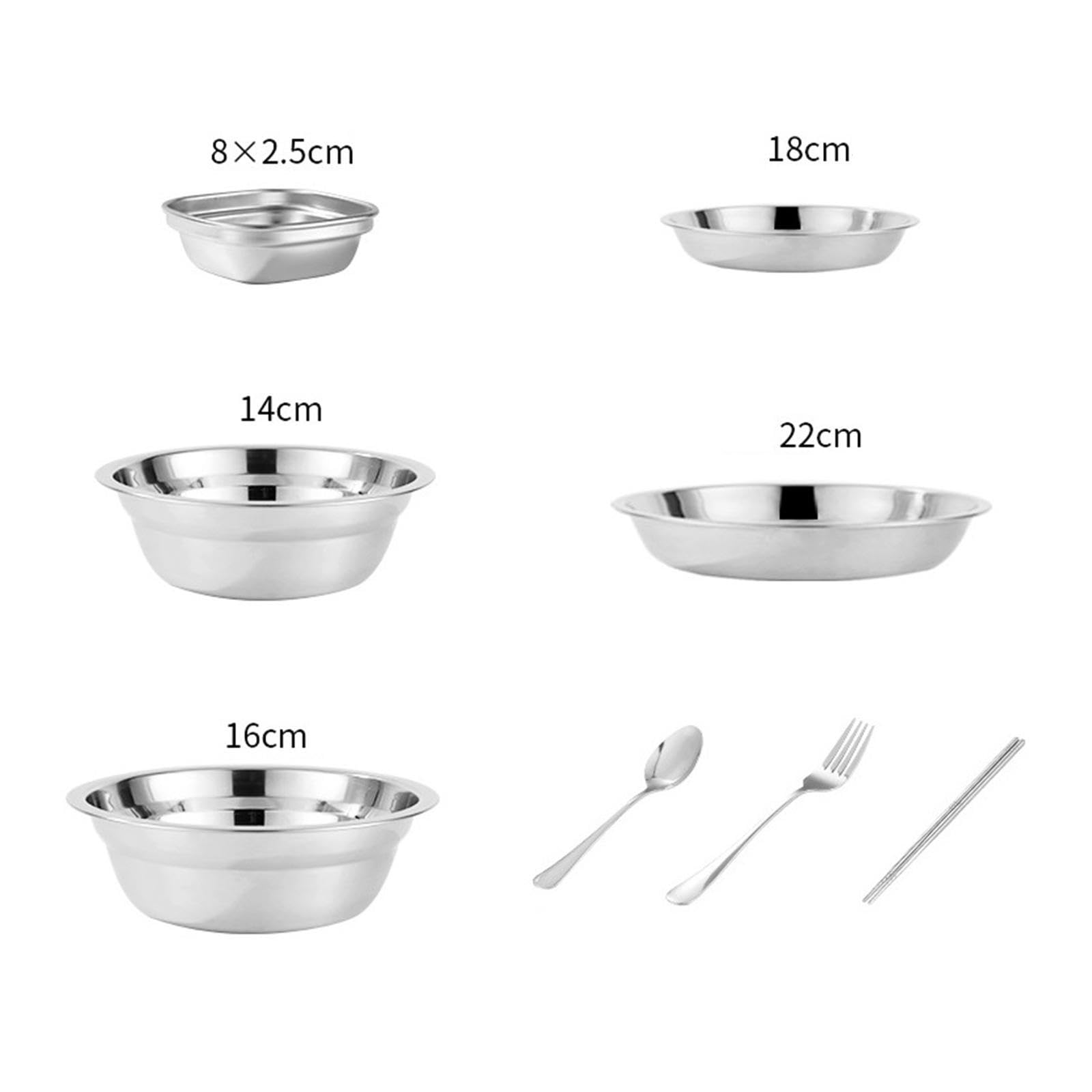 Tragbares Outdoor Kochset, Campingbesteck inklusive robuster Edelstahl Teller, Schüsseln und Besteck sowie Aufbewahrungstasche, 30 Stück