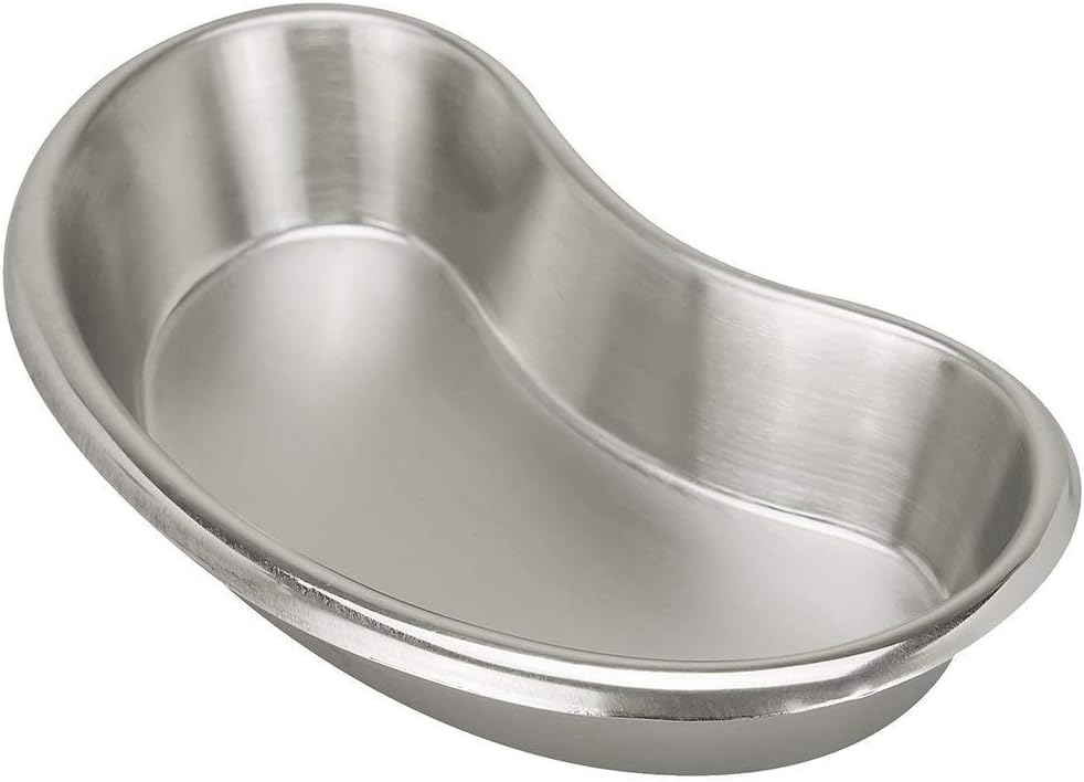 Bosky Stainless Steel Medium Kidney Tray 8" inch Basin Finest Emesis Bowl SS 304 Round Edges Surgical Utility 500 cc