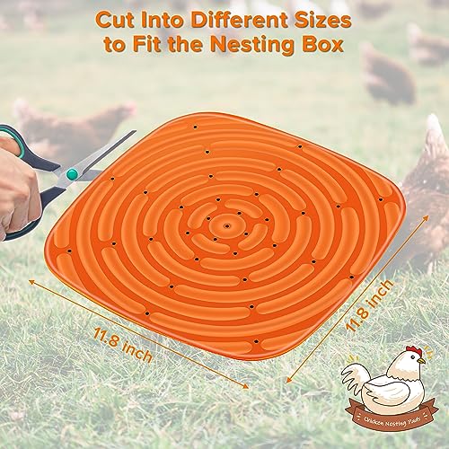 Image of Washable Chicken Nesting Pads 8 Pack Cuttable 11.8 x 11.8 Inch Reusable Nesting Pads Be Suitable for Nesting Box Pads for Chickens (4 Orange and 4 Gray)
