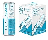 FOCUSAID ZERO SUGAR Energy Blend, Nootropics, Alpha-GPC, GABA, B-Complex, Yerba Mate, Green Tea, 100mg Natural Caffeine, Keto-Friendly, No Artificial Flavors or Sweeteners 12 Fl Oz (Pack of 4)