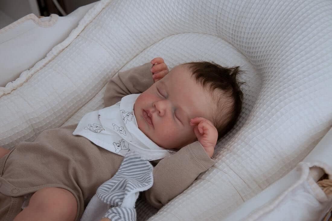 Zero Pam Realistas Muñeca Reborn Muñecas Ojos Cerrados, 50CM Realistas Muñeca Recién Nacida con Pelo, Muñeca De Vinilo De Silicona Cuerpo De Tela Suave, Bebes Reborn Muñecas para Niñas