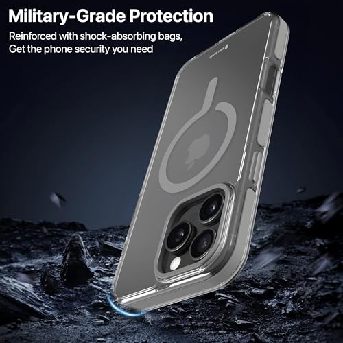 Image of eller sante Apex Magpro Back Cover Case for iPhone 16 Pro Max Scratch Resistant Camera Screen Protector TPU Shockproof 10ft Drop Protection Support Mag-Safe Wireless Charging- Grey