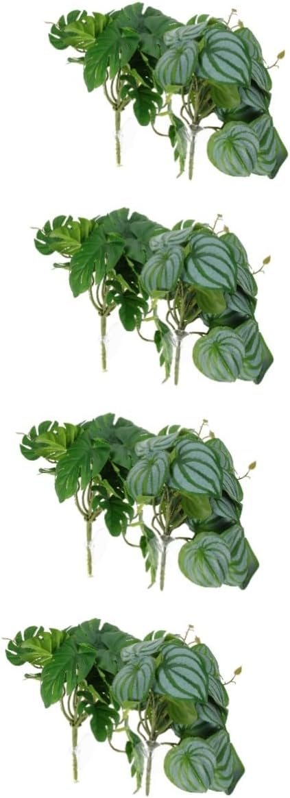 BESPORTBLE 8pcs Lifelike Fake Reptile Leaves Plants Ornaments Artificial Plant Decor for Reptile Tank Aquarium Turtle Tank